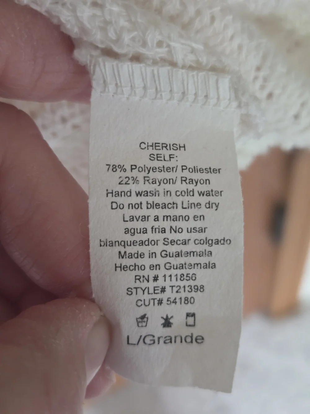 Lightweight Cream Knit Sweater Top - Women, Sz. L